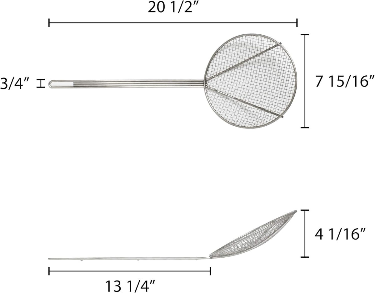TrueCraftware- 12 Inch Round Wire Skimmer Nickel Plated- Mesh Strainer Skimmer Spoon for Cooking Draining Pasta Noodles Vegetables Rice Quinoa