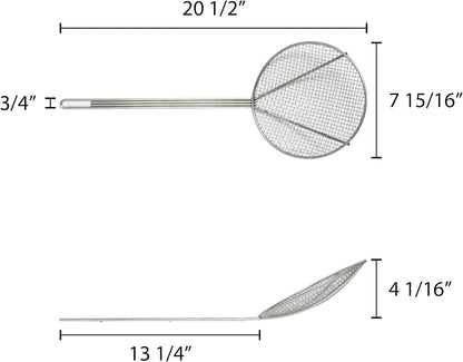TrueCraftware- 12 Inch Round Wire Skimmer Nickel Plated- Mesh Strainer Skimmer Spoon for Cooking Draining Pasta Noodles Vegetables Rice Quinoa