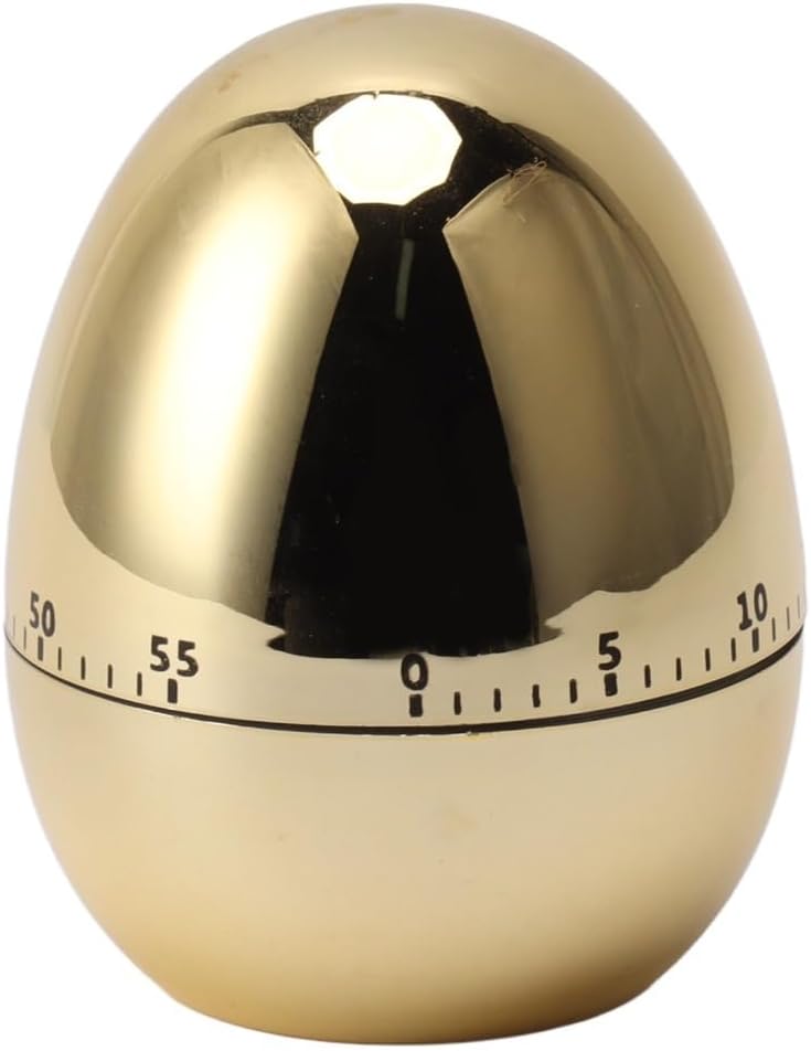 60-Minute Mechanical Kitchen Timer – Audible Alarm Egg-Shaped Design Wind-Up Alarm Clock for Cooking Baking and Study(Gold)