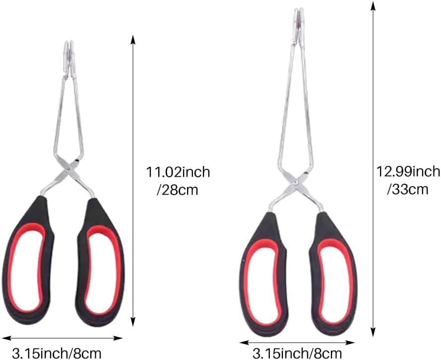 2Pcs Scissor Tong, Stainless Steel Kitchen Tongs with No-n-Slip Comfortable Grip, Multi Function Kitchen Tongs Set for Baking, Cooking, Grilling & Serving