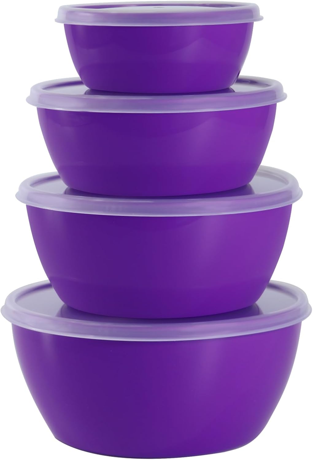 4-Piece Classic Plastic Prep Bowls with Lids, Nesting Plastic Small Mixing Bowl Set for Mixing, Baking, Prepping, Cooking and Serving Food, Microwave and Dishwasher Safe (Yellow)