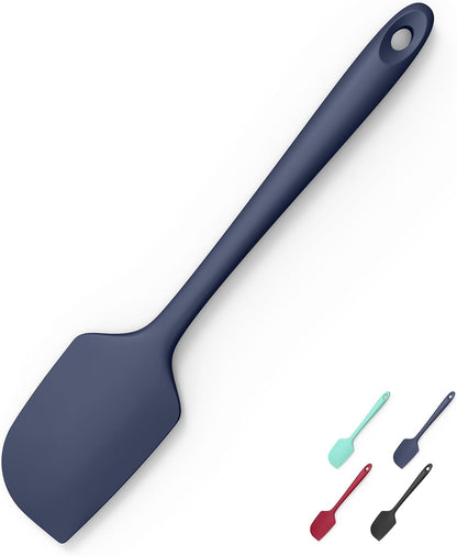 2-Piece Silicone Scraper & Spoon Spatulas: Doosu 600°F Heat Resistant Food Grade BPA Free Rubber Baking Flat Spatula Kitchen Cooking Spoonula for Mixing Scraping Folding Stirring Serving (Aqua Sky)