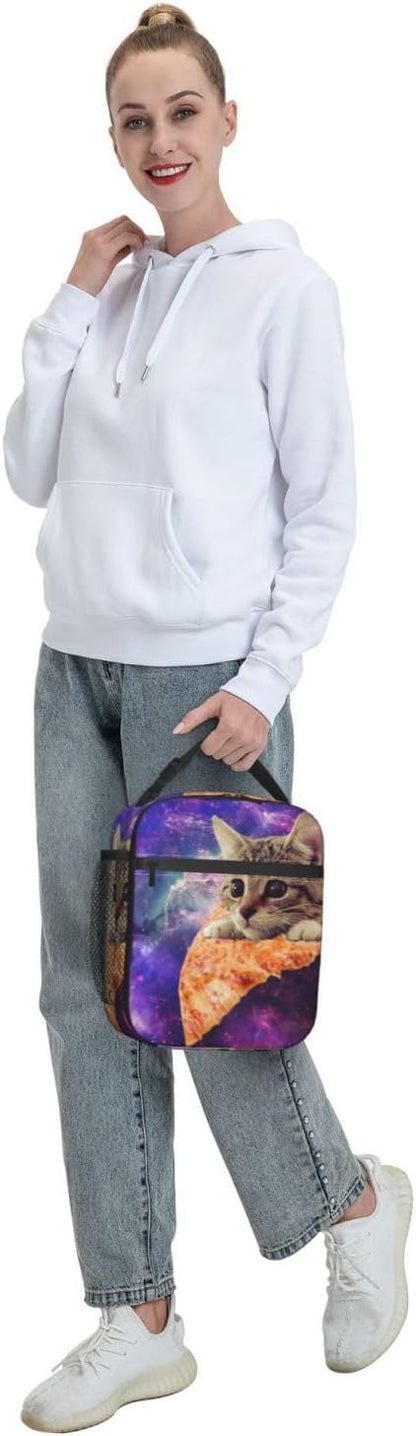 Black Cat Reusable Lunch Box Food Bag Insulated Lunch Bag for Teenage Boys Girls School Beach