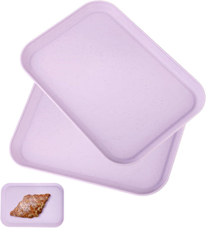 4 Pack Multicolo Plastic Serving Trays for Party Serving Food - Rectangular, 8.66 by 12 in, Heavy Duty Dessert Trays for Food Erving Platters for Party Tray Decor Veggie,Snack