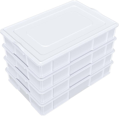 4-Pack Plastic Commercial Pizza Dough Proofing Box with Lid, White
