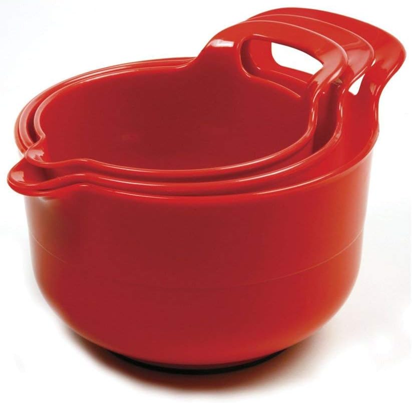 Norpro 1020 , Red, Mixing Bowls, Set of 3, 4.5" x 8.75" x 6.75" / 11.5cm x 22cm x 17cm