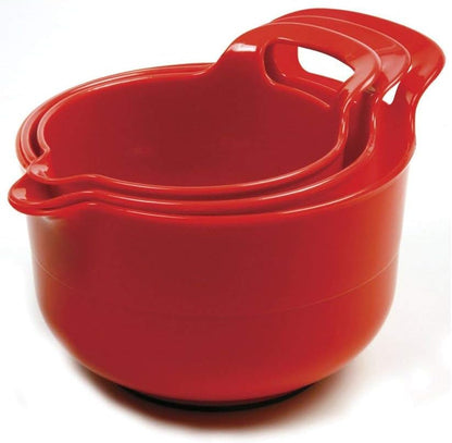 Norpro 1020 , Red, Mixing Bowls, Set of 3, 4.5" x 8.75" x 6.75" / 11.5cm x 22cm x 17cm