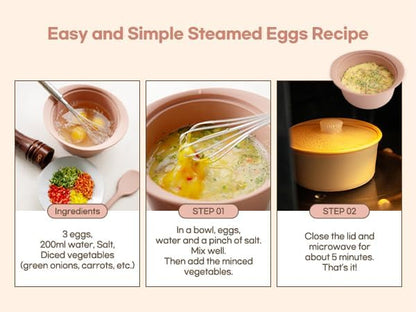 Microwave Silicone Steamer for Baby Food, Made In Korea, Oven & Dishwasher Safe to 482°F, Easy Clean, Microwave Pot with Handle & Lid, 100% Food Grade Steamer Bowl (Creme Brulee, 29oz (850ml) with basket)