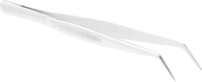Mercer Culinary 18-8 Stainless Steel Chef Plating Tongs, Offset Tip, 6-1/2 Inch