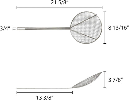 TrueCraftware- 12 Inch Round Wire Skimmer Nickel Plated- Mesh Strainer Skimmer Spoon for Cooking Draining Pasta Noodles Vegetables Rice Quinoa