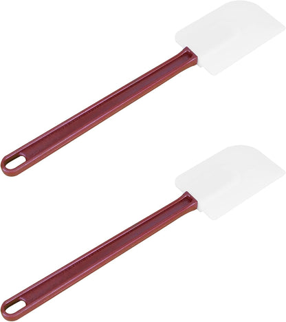 High Heat Resistant Silicone Scraper Spoon Commercial Spatula for Cooking, Rubber Spatula Set of 2 (9.5'')