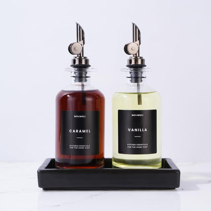 Molimoli - Premium Olive Oil Dispenser Bottles for Kitchen with Pourer - Oil and Vinegar Dispenser Set, Glass Dispenser for Kitchen, Dispenser Bottle of 350ml