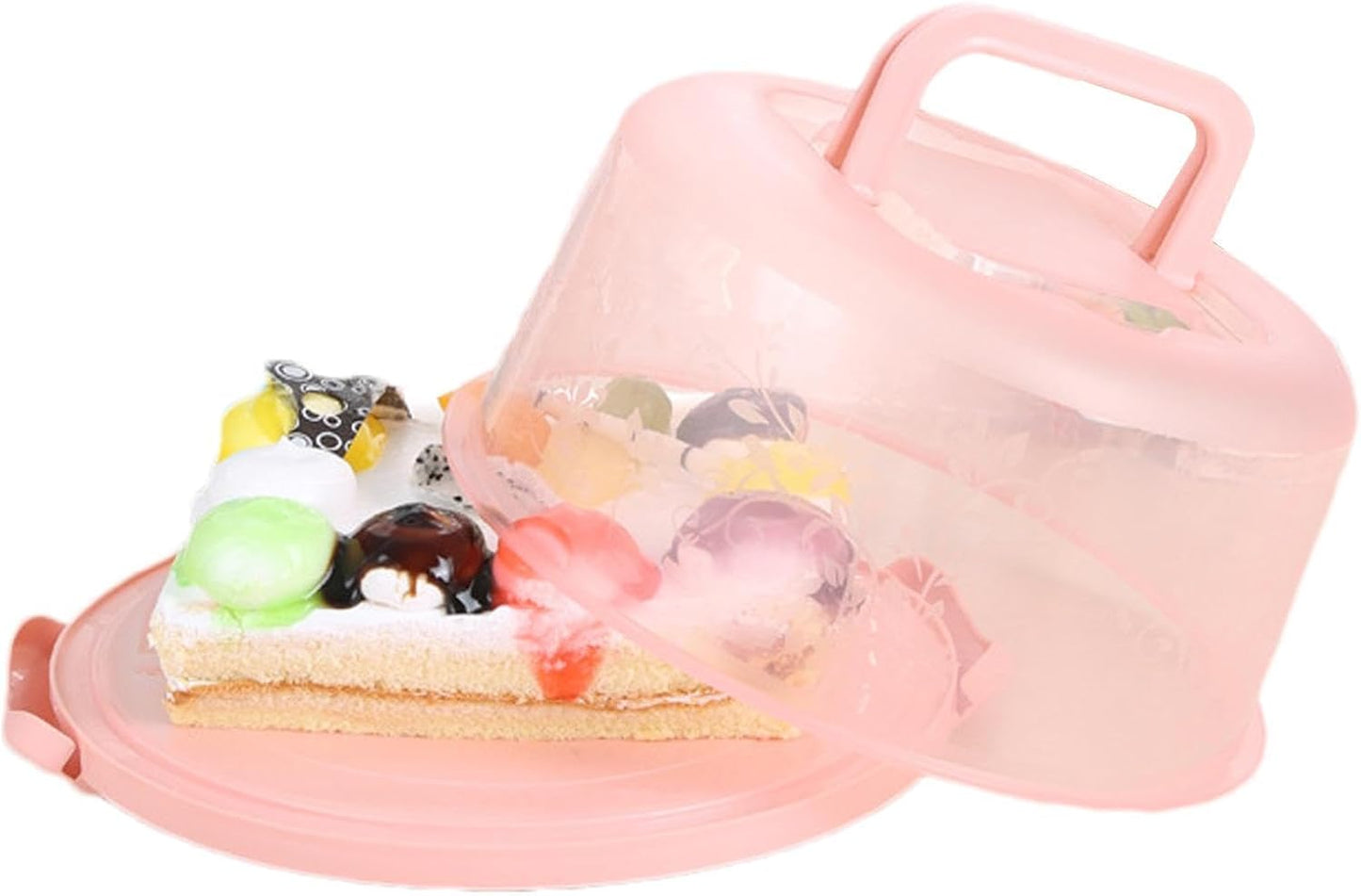 Cake Carrier With Lid And Handle - Cakes Containers Cake Holder For 8 Inch - 2 Secure Side Closures - Cakes Transport Container, Round Cupcake Storage Kitchen Cooking Box For Transport Pie Nuts Fruit