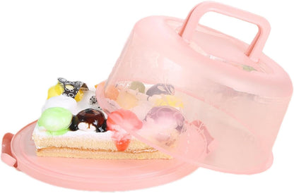 Cake Carrier With Lid And Handle - Cakes Containers Cake Holder For 8 Inch - 2 Secure Side Closures - Cakes Transport Container, Round Cupcake Storage Kitchen Cooking Box For Transport Pie Nuts Fruit