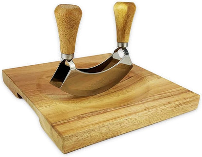 Ulu Cutting Board, Ulu Chopping Bowl, Mezzaluna Cutting Board Bowl - CXD00