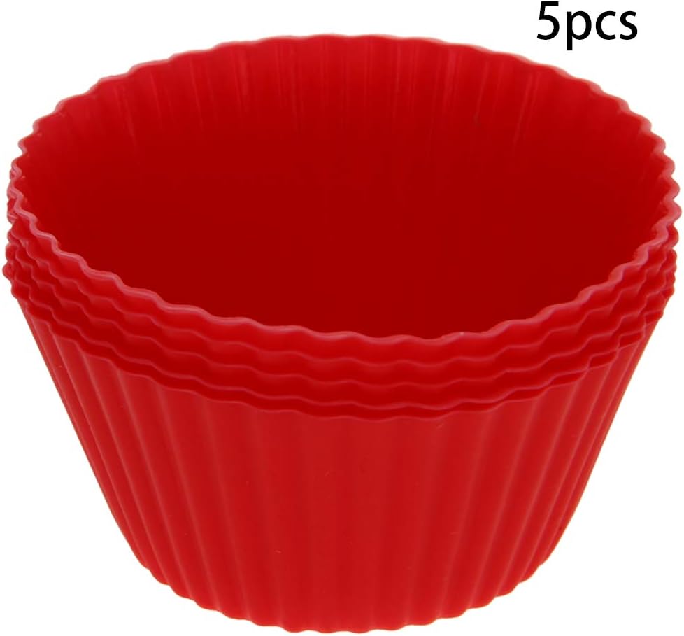 Utoolmart Silicone Cupcake Baking Cups,Reusable Silicone Baking Cups, Non-stick Cupcake Muffin Liners Cake Molds Set, Use As Lunch Box Dividers, 5 Pcs