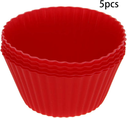 Utoolmart Silicone Cupcake Baking Cups,Reusable Silicone Baking Cups, Non-stick Cupcake Muffin Liners Cake Molds Set, Use As Lunch Box Dividers, 5 Pcs