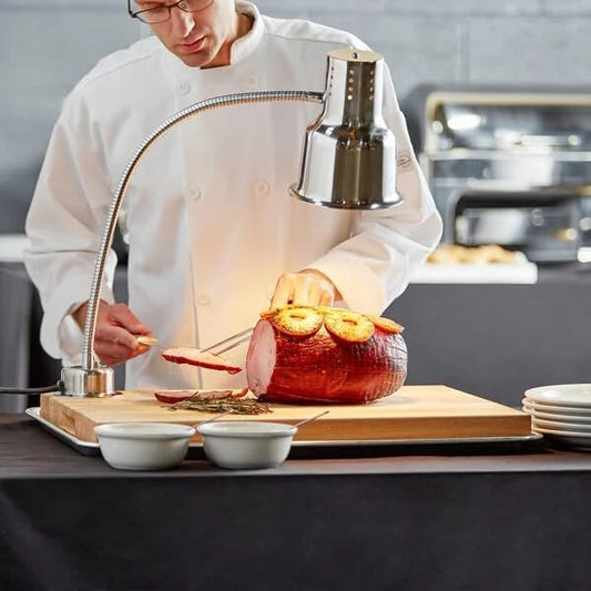 24″ Stainless Steel Carving Station Kit with 250W Heat Lamp, Cutting Board, Drip Pan & Mounting Hardware – Commercial Food Warming Station for Catering, Hotels & Restaurants – 120V