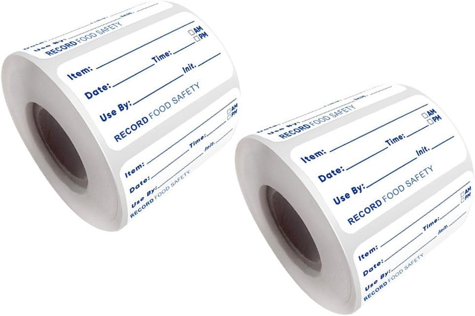 2 Rolls 1000Pcs Food Storage Sticker Removable Freezer Label Food Labels Food Date Stickers Refrigerator Food Storage Labels Refrigerator Freezer Paper Label, Blue