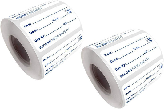 2 Rolls 1000Pcs Food Storage Sticker Removable Freezer Label Food Labels Food Date Stickers Refrigerator Food Storage Labels Refrigerator Freezer Paper Label, Blue