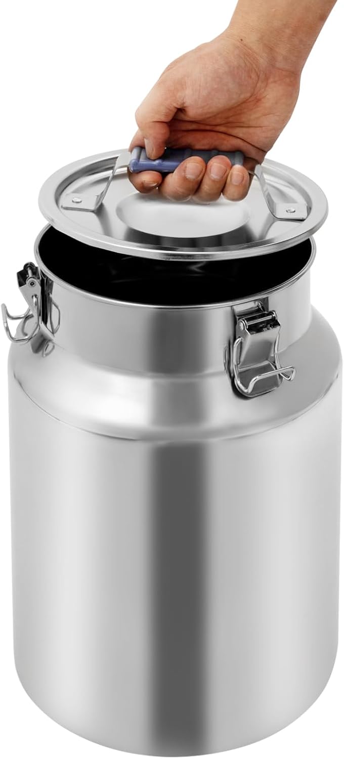 Sealed Rice Storage Container, 12L/3gal Stainless Steel Kitchen Food Storage Bin with Lids Locking Clamp, Airtight Canisters Container for Flour Rice Cereal Grain Coffee Bean (Red)