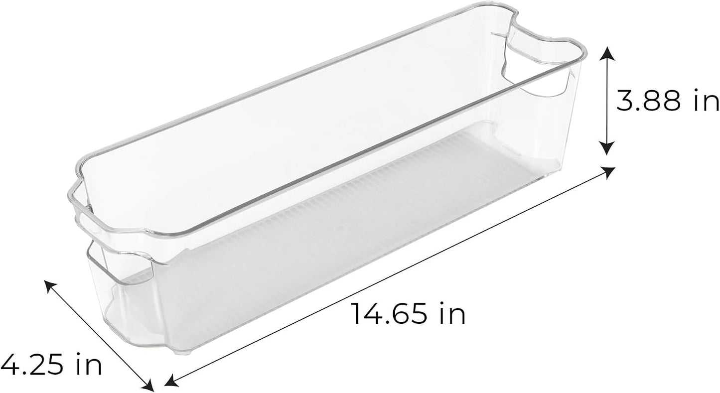 Stackable Refrigerator Bins 5-Piece Set, Clear Space Saving Organizer Bins with Handles, BPA-Free for Fridge & Freezer (Assorted Sizes)