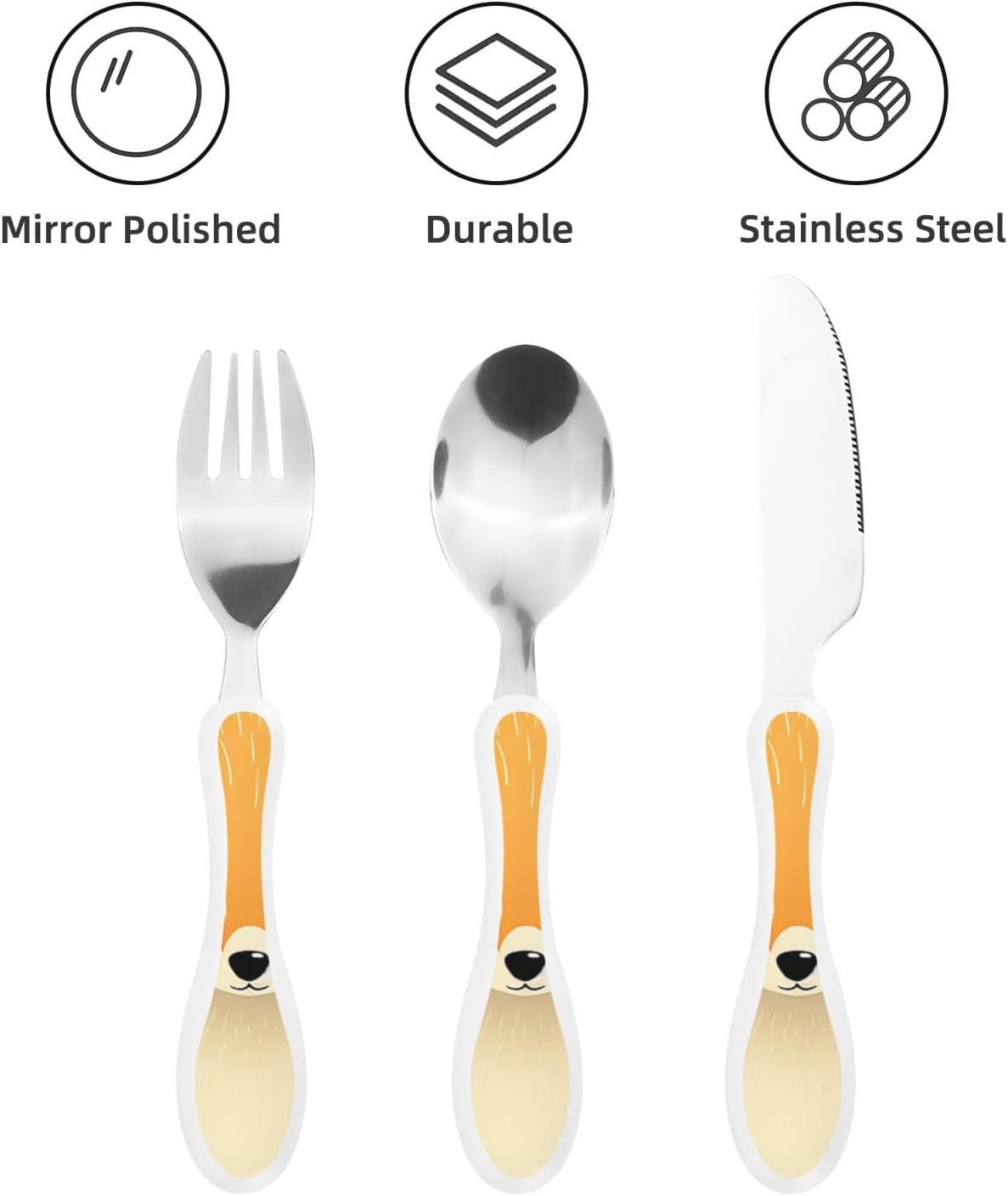 3-Piece Kids Silverware Set With Storage Case, Stainless Steel Reusable Children Safe Knife Spoon Fork Set Blue Active Girl Running Sunset Children Flatware Set For Kids Lunch Box - Colors B
