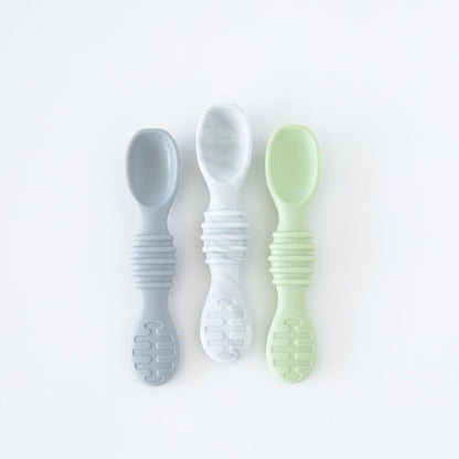 Bumkins Baby Bowl, Silicone Feeding Set with Suction for Baby and Toddler, Includes Spoon and Lid, First Feeding Set, Training Essentials for Baby Led Weaning for Babies 4 Months Up, Sage