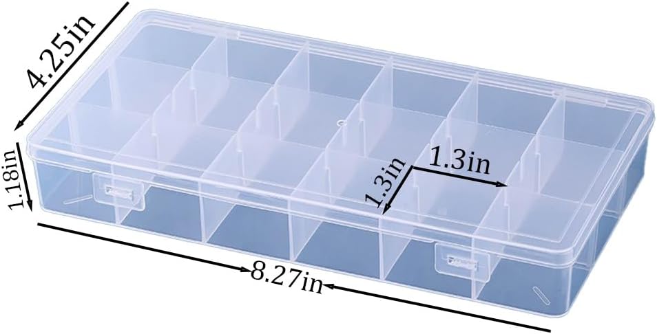 3pcs Clear Storage Small Parts Organizer Box Storage Bin With Dividers Multi Compartment for Beads Art DIY Tackle Box Organizer (10 - compartment in length)