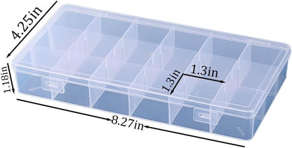 3pcs Clear Storage Small Parts Organizer Box Storage Bin With Dividers Multi Compartment for Beads Art DIY Tackle Box Organizer (10 - compartment in length)