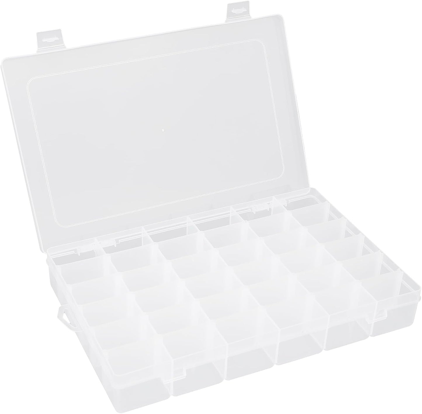 OALCQ 24 Grids Plastic Organizer Box With Dividers Clear Craft Storage Bead Organizer Box Earring Travel Pill Jewelry Organizers Storage Boxes Screw Seed Small Parts Hair Tie