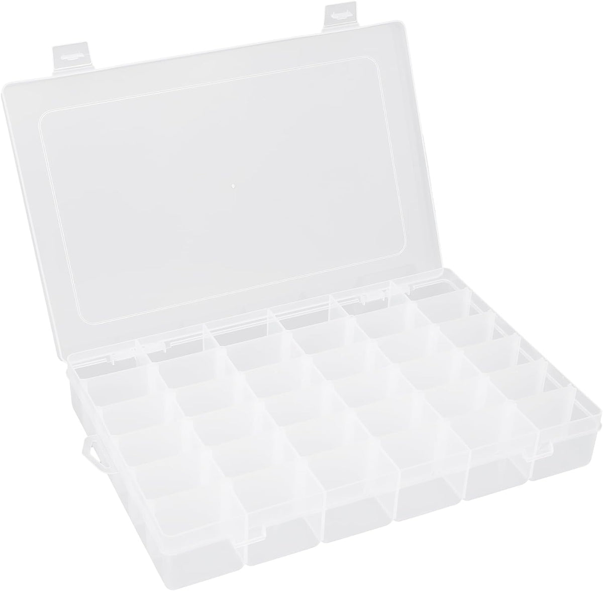OALCQ 24 Grids Plastic Organizer Box With Dividers Clear Craft Storage Bead Organizer Box Earring Travel Pill Jewelry Organizers Storage Boxes Screw Seed Small Parts Hair Tie