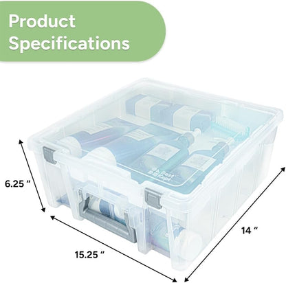 Best Kept Super Satchel Double Deep Compartment Box - Art Storage with 8 Removable Compartments | Smart Closure for Craft Supplies, Home & Office Improvement