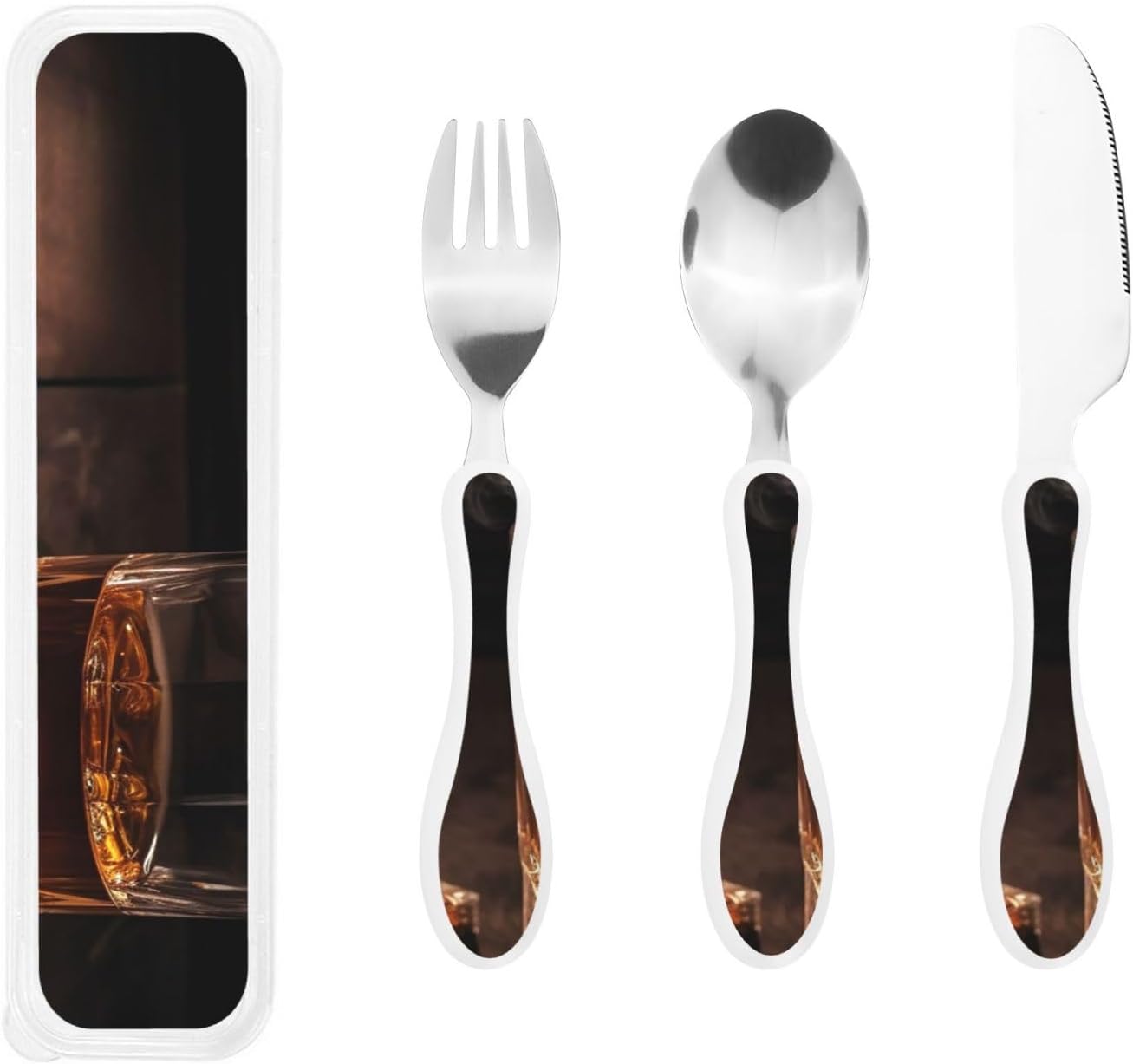 3-Piece Kids Silverware Set With Storage Case, Stainless Steel Reusable Children Safe Knife Spoon Fork Set Dolphin Children Flatware Set For Kids Lunch Box