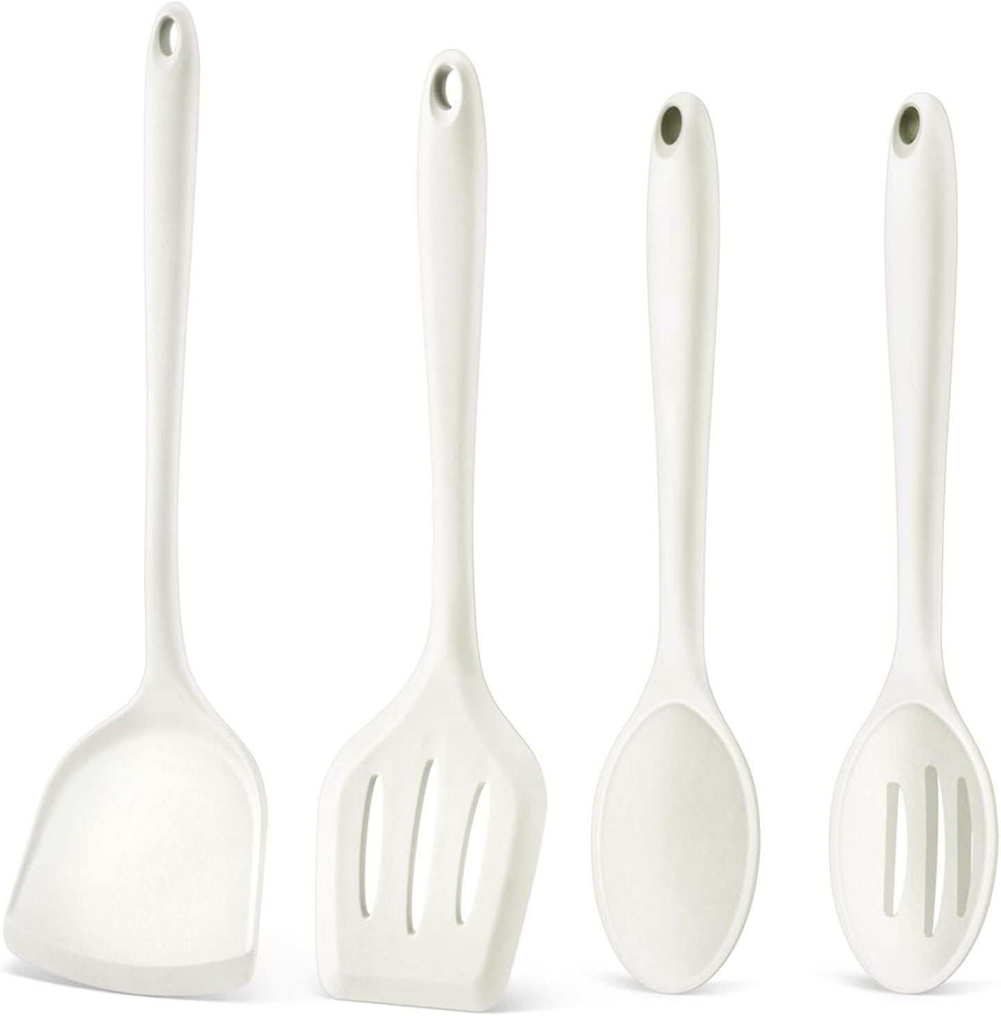 P&P CHEF Kitchen Utensil Set, 4 Pieces Non-stick Silicone Cooking Utensils, Heat-resistant Slotted Solid Spoon Turner for Frying, Mixing, Serving, Non-toxic & Easy to Clean, Blue