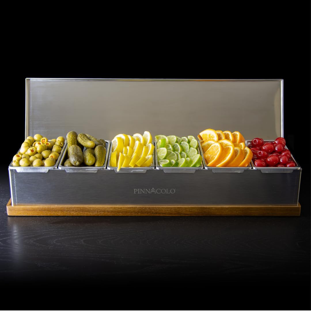 6 Slot Condiment Carrier, Stainless Steel Holders, Silicone Lids, and Gel Packs - Portable and Versatile for Outdoor BBQs and Parties
