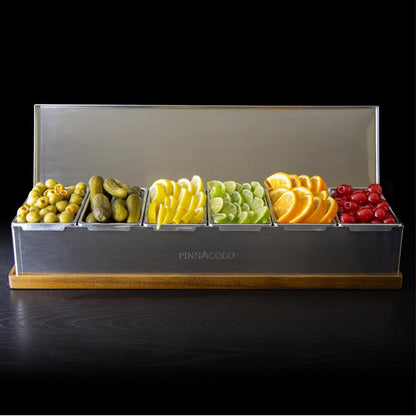 6 Slot Condiment Carrier, Stainless Steel Holders, Silicone Lids, and Gel Packs - Portable and Versatile for Outdoor BBQs and Parties