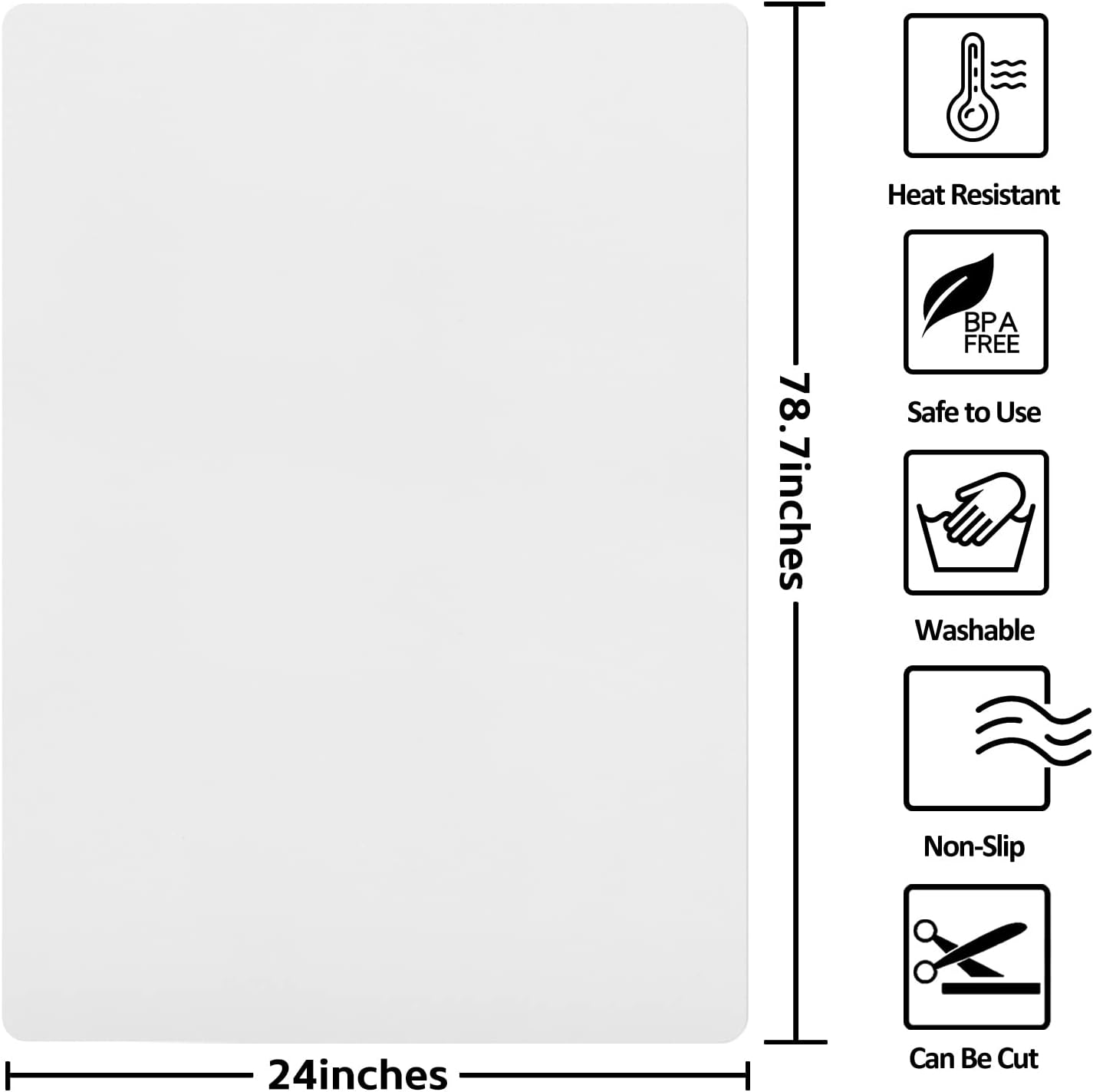 Silicone Mat Heat Resistant Mats for Countertop, Large Silicone Mats for Crafts Kitchen Counter Workbench Table protector, Size 36x24 inches Thick 2mm,Rolled Package,Light Blue