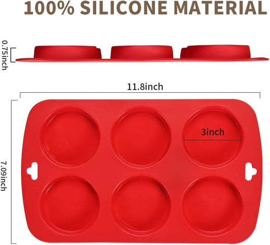 XIAOZHIHUI Silicone Muffin Top Pan 3 Pack,silicone egg molds for Breakfast Sandwiches 3 Inch Round for Baking English muffins,Hamburger,Whoopie Pies,Corn Bread,Egg bites,Tarts