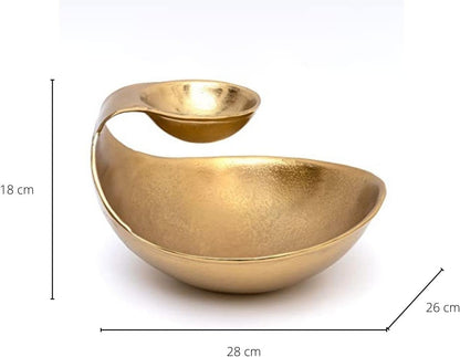 9 Cluster Decorative Bowls Bright Gold Brass Snack Tray Bowl Chip & Dip Serving Piece Strong Brass Centerpiece Beautiful Room Accent & Entertaining Parties Home Decor Wedding Gifts 22 Inch Decorative