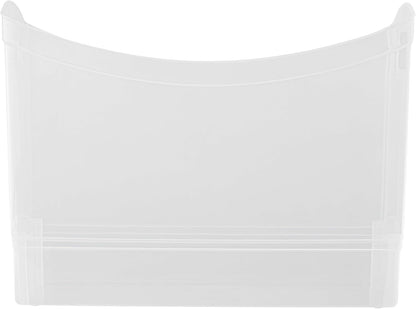 Modern Narrow Organizer Storage Bin, Clear Plastic Household Storage Container for Kitchen Pantry storage, Under Sink Bin, Bathroom/Laundry Room - Made In USA - 2 Pack (Narrow - 13” X 9” X 6”)