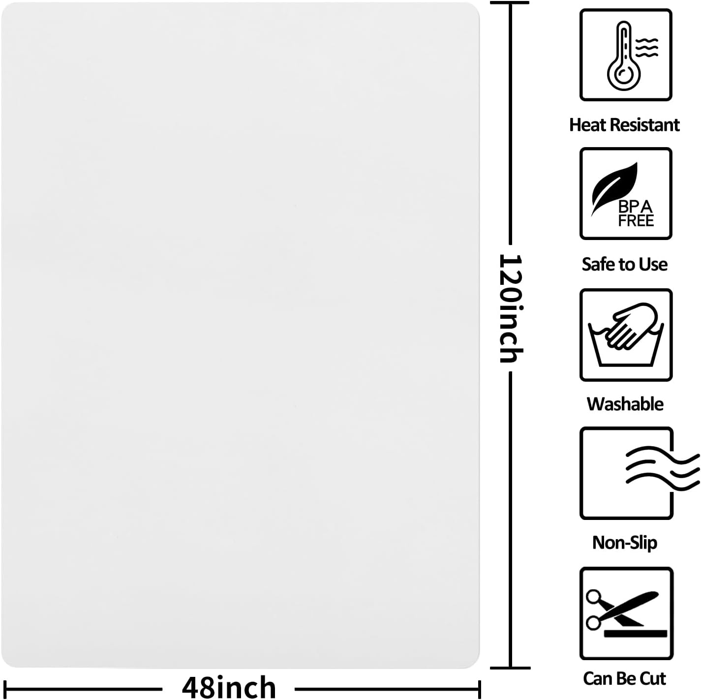 Silicone Mat Heat Resistant Mats for Countertop, Large Silicone Mats for Crafts Kitchen Counter Workbench Table protector, Size 36x24 inches Thick 2mm,Rolled Package,Light Blue