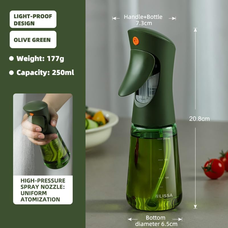 Light-Proof Glass Oil Sprayer For Cooking Air Fryer Salad BBQ,250ml Olive Oil (1)