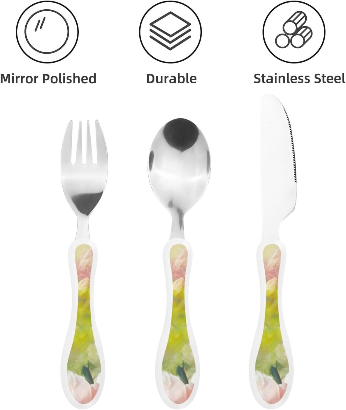 3-Piece Kids Silverware Set With Storage Case, Stainless Steel Reusable Children Safe Knife Spoon Fork Set Blue Eyed Dog Children Flatware Set For Kids Lunch Box