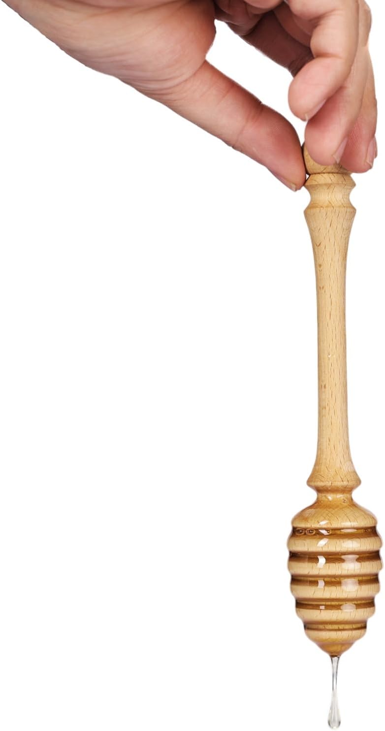 Beech Wooden Honey Dipper Sticks Set of 2, 7.1 Inch Wooden Honey Spoons for Honey Jar, Perfect Honey Stirring Tool, Unique Honey Sticks for Tea, Kitchen and Wedding Favors