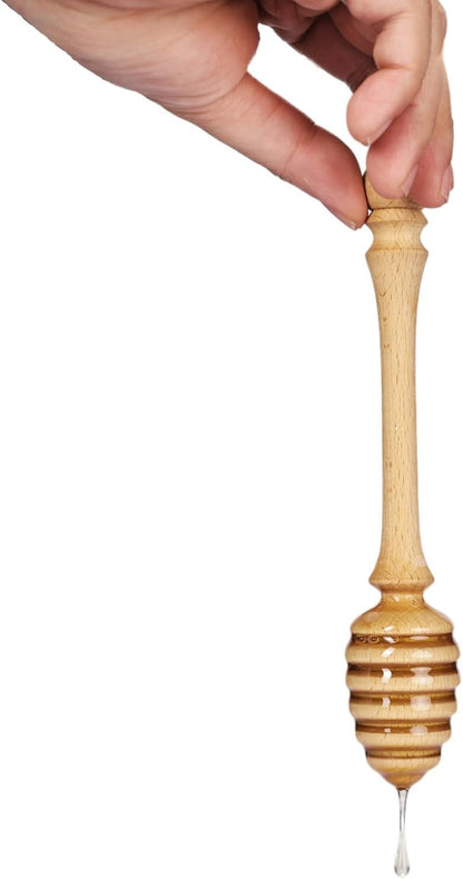 Beech Wooden Honey Dipper Sticks Set of 2, 7.1 Inch Wooden Honey Spoons for Honey Jar, Perfect Honey Stirring Tool, Unique Honey Sticks for Tea, Kitchen and Wedding Favors
