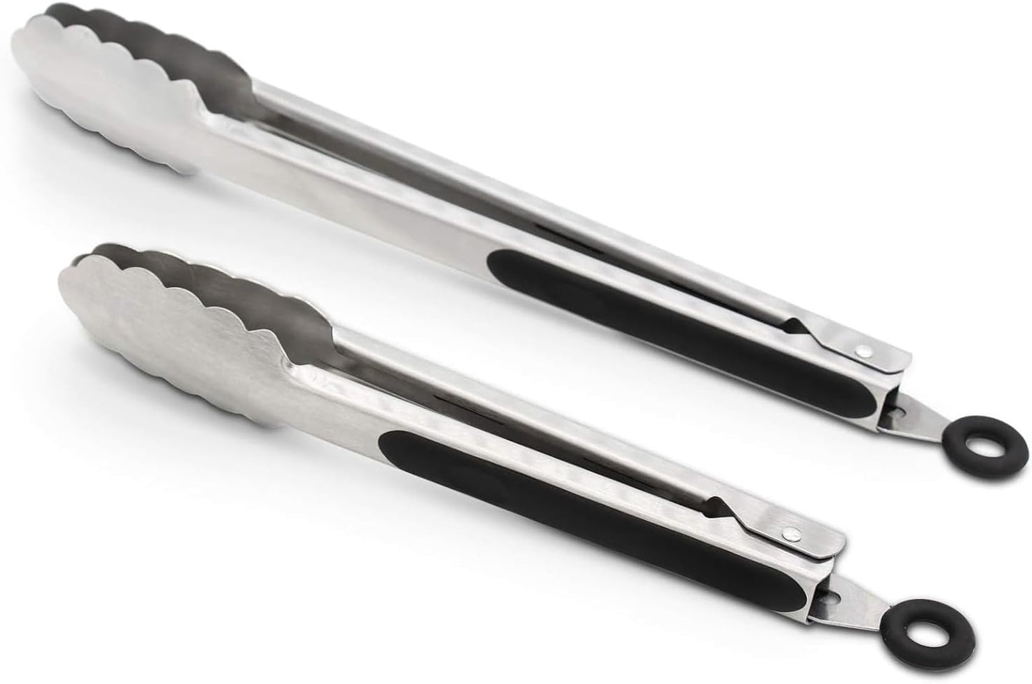 304 Stainless Steel Cooking Tongs Set of 2 (10" & 13") – Heat Resistant 600°F, Brushed Locking Tongs with Ergonomic Grip, Ideal for Kitchen, Salad, BBQ, Dishwasher Safe
