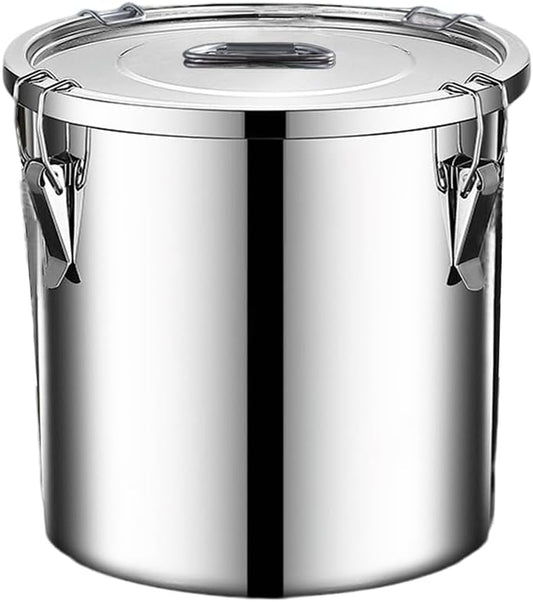 304 stainless steel food storage containers with lids lock clips airtight container large airtight for rice flour sugar grain coffee bean storage containers Kitchen jar (3.17gal/12L)