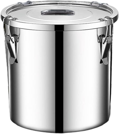 304 stainless steel food storage containers with lids lock clips airtight container large airtight for rice flour sugar grain coffee bean storage containers Kitchen jar (5.55gal/21L)