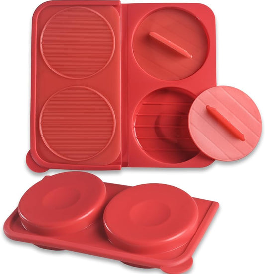 ionEgg Silicone Burger Press, Patty Freezer Container, BPA-Free, Non-Stick, for Grilling, BBQ and Meal Prep, Set of 2